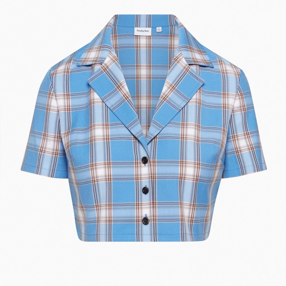 Aritzia Sunday Best Cropped Plaid Top - Picture 2 of 10